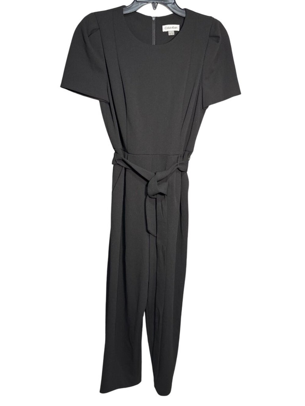 NWT Calvin Klein Black Belted Wide-Leg Jumpsuit Size 10 MSRP $139